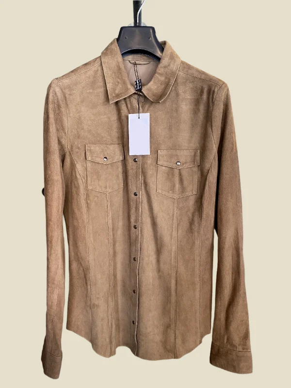 Bergen of Norway Women's Lambskin Suede Shirt Jacket 3712-GN Cardigan Sweater Pullover