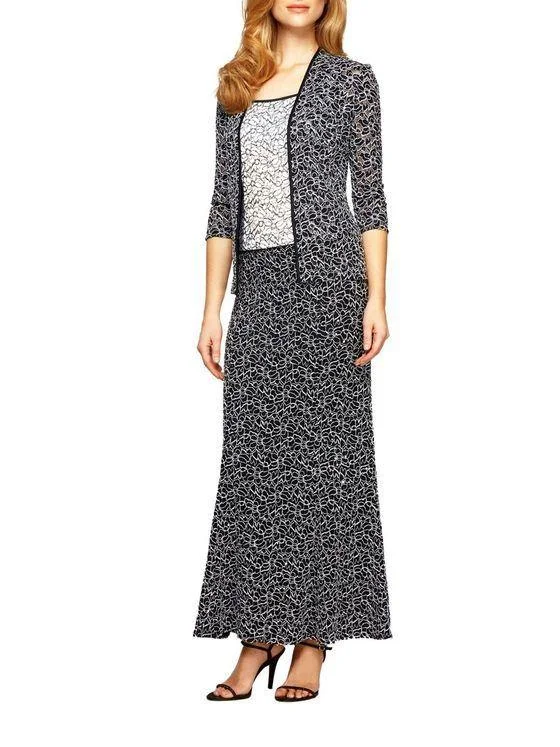 Alex Evenings AE112973 Formal Long Dress with Jacket Satin Jacket Silk Jacket Chiffon Jacket