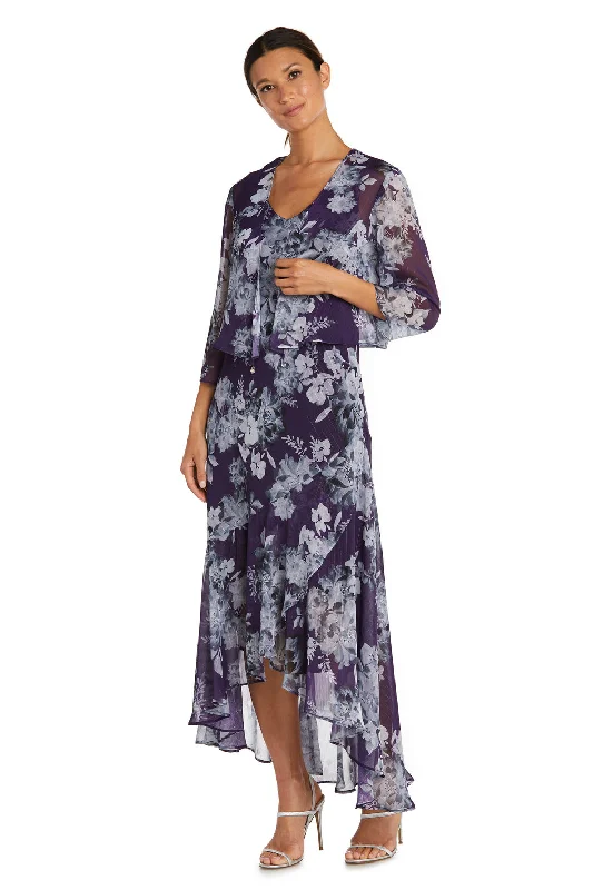 R&M Richards 7973 High Low Floral Mother of the Bride Jacket Dress Boat Neck Shawl Collar Notched Collar R&M Richards 7973 High Low Floral Mother of the Bride Jacket Dress Boat Neck Shawl Collar Notched Collar