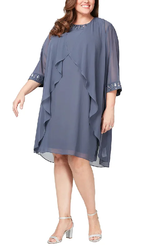 SL Fashions 9470668 Plus Size Jacket Cocktail Dress Knit Fabric Woven Fabric Fleece Fabric