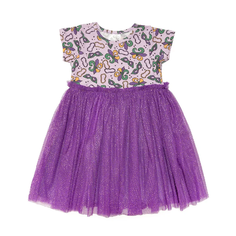 Mardi Gras Short Sleeve Tutu Dress