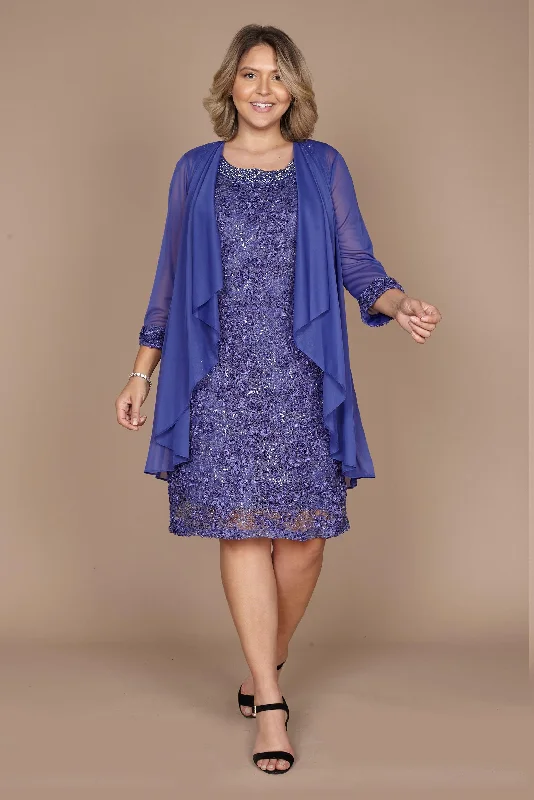 R&M Richards 7078P Short Petite Jacket Dress Satin Fabric Silk Fabric Chiffon Fabric