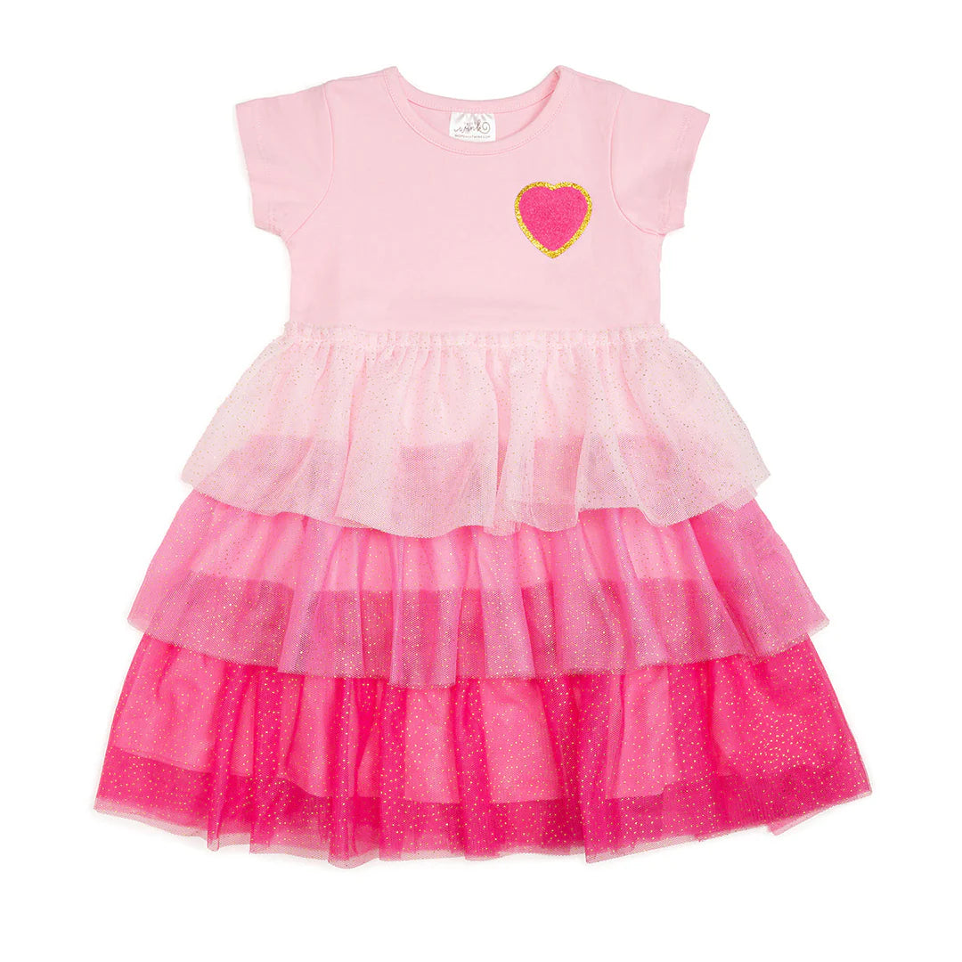 Pink Petal Short Sleeve Tutu Dress