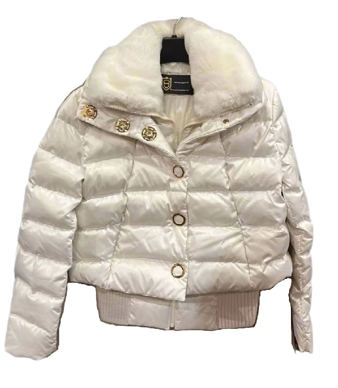 Bergen of Norway White Down Winter Jacket 41202 Classic Italian Bomber style with Rex SS24 Cotton Jacket Linen Jacket Terry Jacket