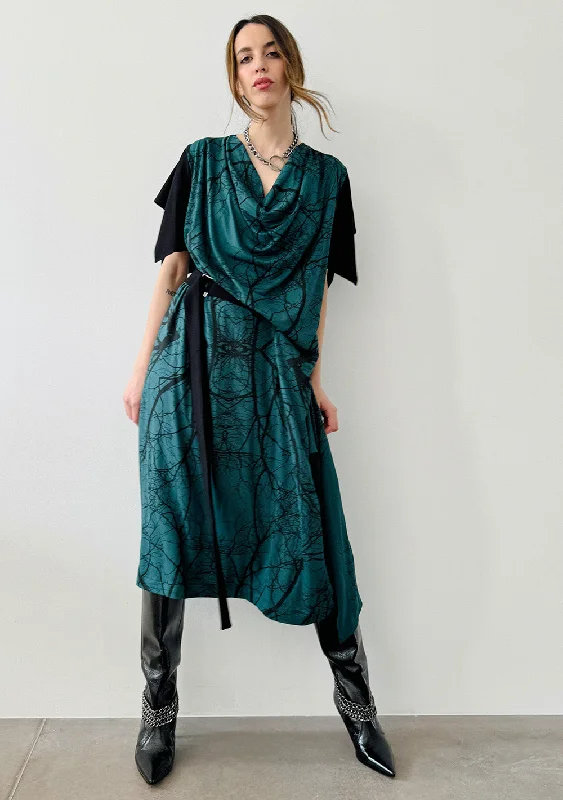 Drape Dress - Green Forest - Short Sleeves
