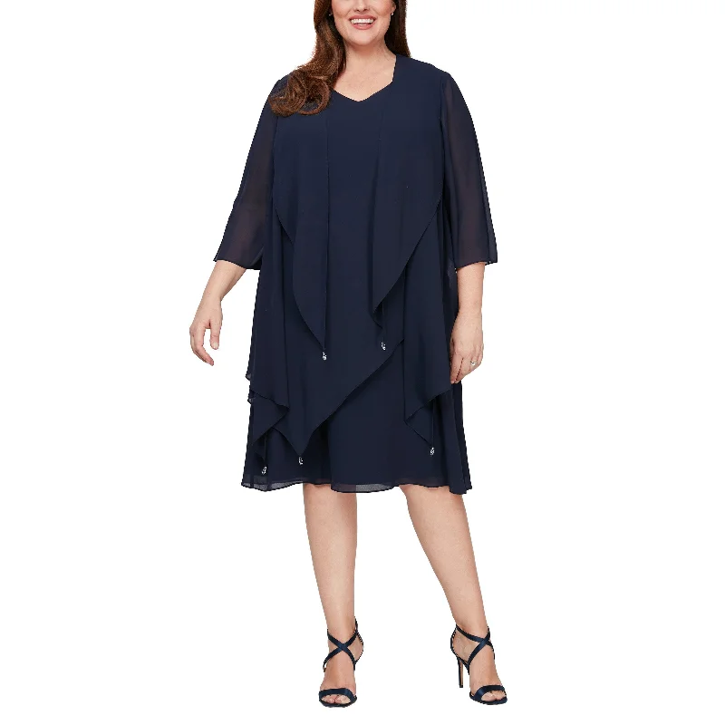 Alex Evenings 8492010 Short Sleeveless Plus Size Formal Jacket Dress Sale Snapped Jacket Toggled Jacket Drawstring Jacket