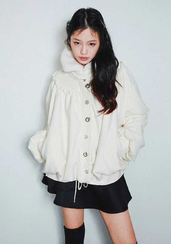 White Fur Collar Detachable Gathered Cloud Jacket SEL0003 Print Jacket Jacquard Jacket Patchwork Jacket White Fur Collar Detachable Gathered Cloud Jacket SEL0003 Print Jacket Jacquard Jacket Patchwork Jacket