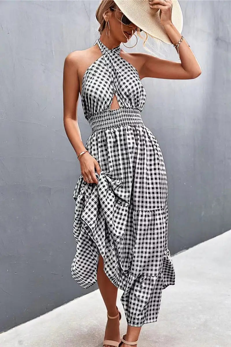 Pattern Halter Dress