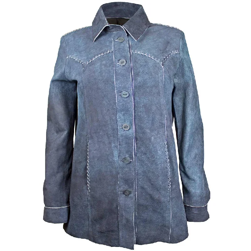 Juan Antonio Women's Whipstitch Suede Jacket Fitted Jacket Loose Jacket Oversized Jacket
