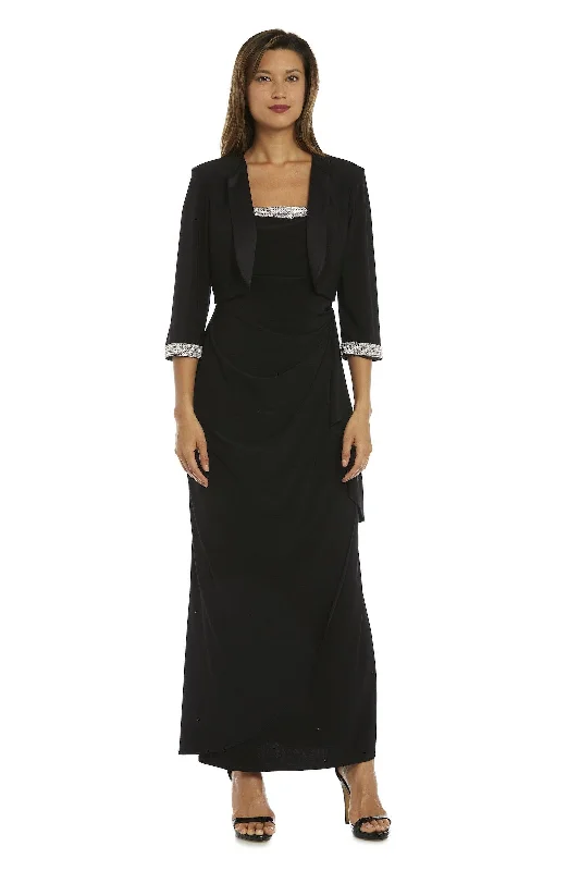 R&M Richards 3808P Long Formal Petite Jacket Dress Zippered Front Buttoned Front Snap Front