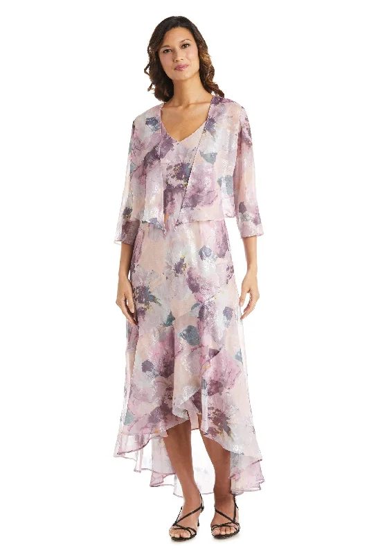 Blush 12 R&M Richards 7773 High Low Two Piece Jacket Dress Sale Ribbed Jacket Pleated Jacket Ruffled Jacket