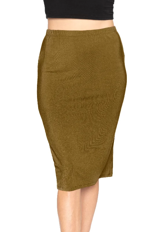 Women’s Comfortable Soft Stretch MIDI Skirt linen skirt natural
