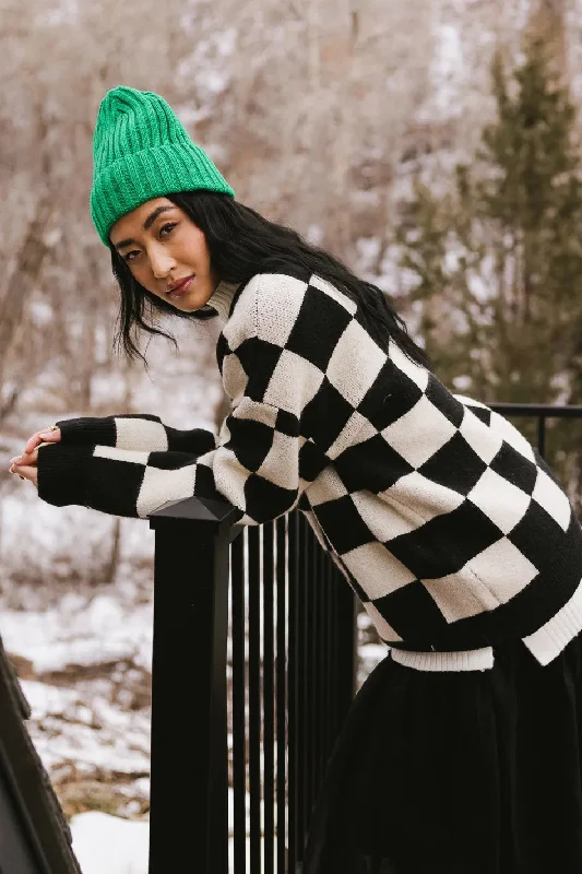 Angela Checkered Sweater in Black