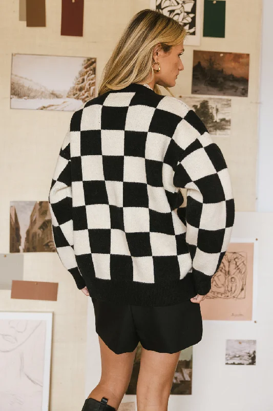 Angela Checkered Sweater in Black