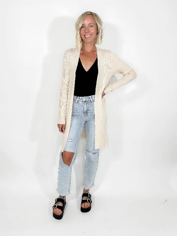 Classic Ribbed Duster Cardigan- VANILLA