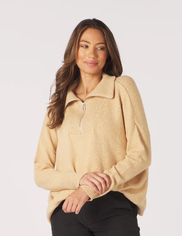 Elevated 1/4 Zip: Tan