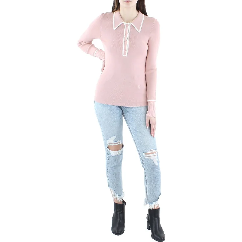 Equipment Femme Womens Julianne Collared Ribbed Knit Pullover Sweater