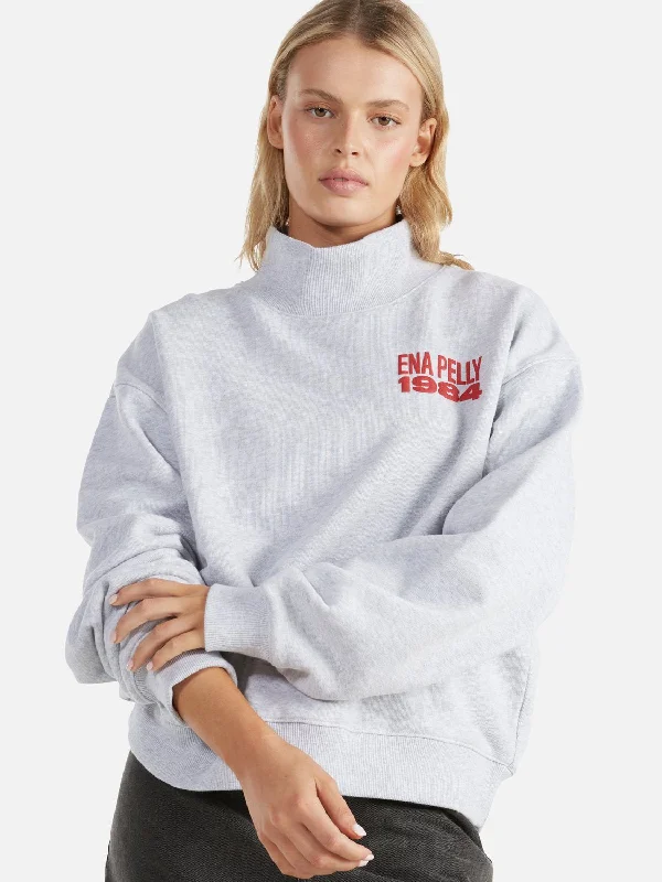 GRACIE HIGH NECK SWEATER 1984 - MID GREY MARLE