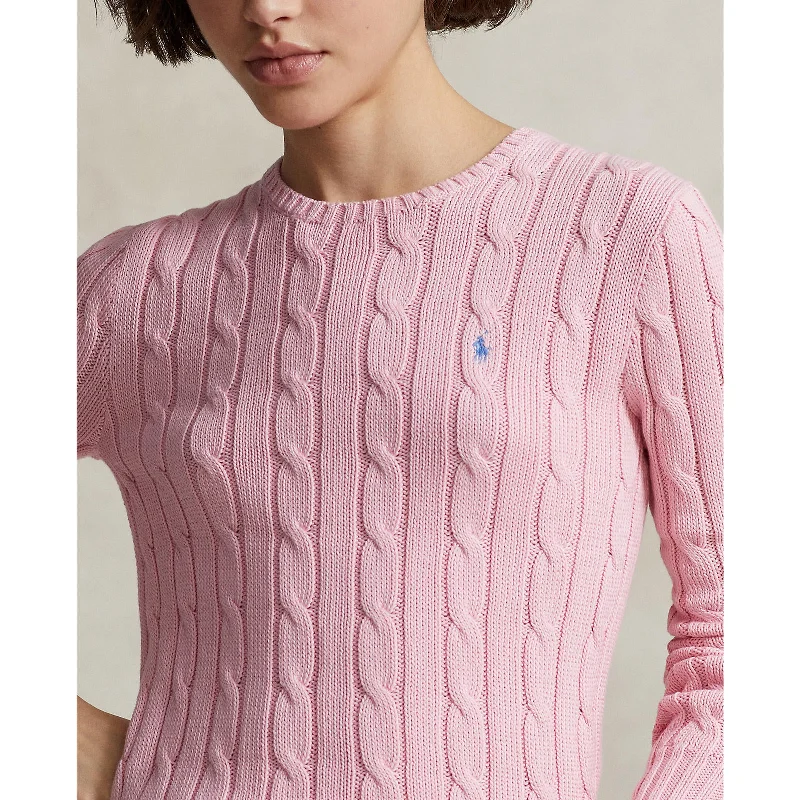 Polo Ralph Lauren - Julianna Cable Knit Crewneck Cotton Sweater - Carmel Pink