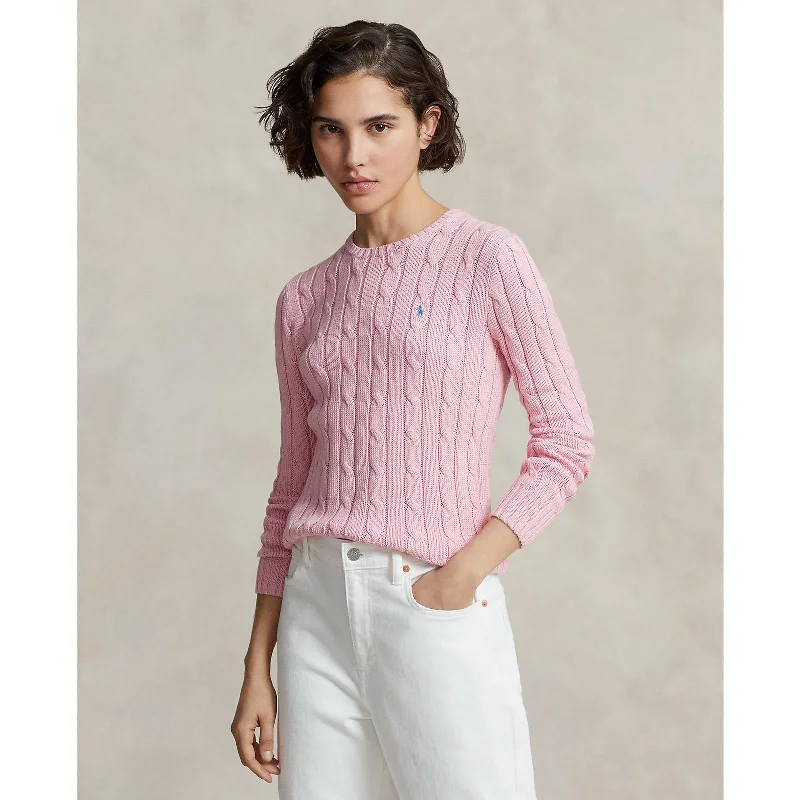 Polo Ralph Lauren - Julianna Cable Knit Crewneck Cotton Sweater - Carmel Pink