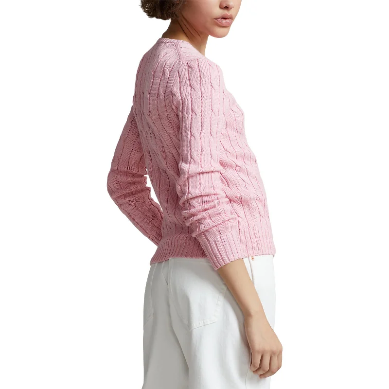 Polo Ralph Lauren - Julianna Cable Knit Crewneck Cotton Sweater - Carmel Pink