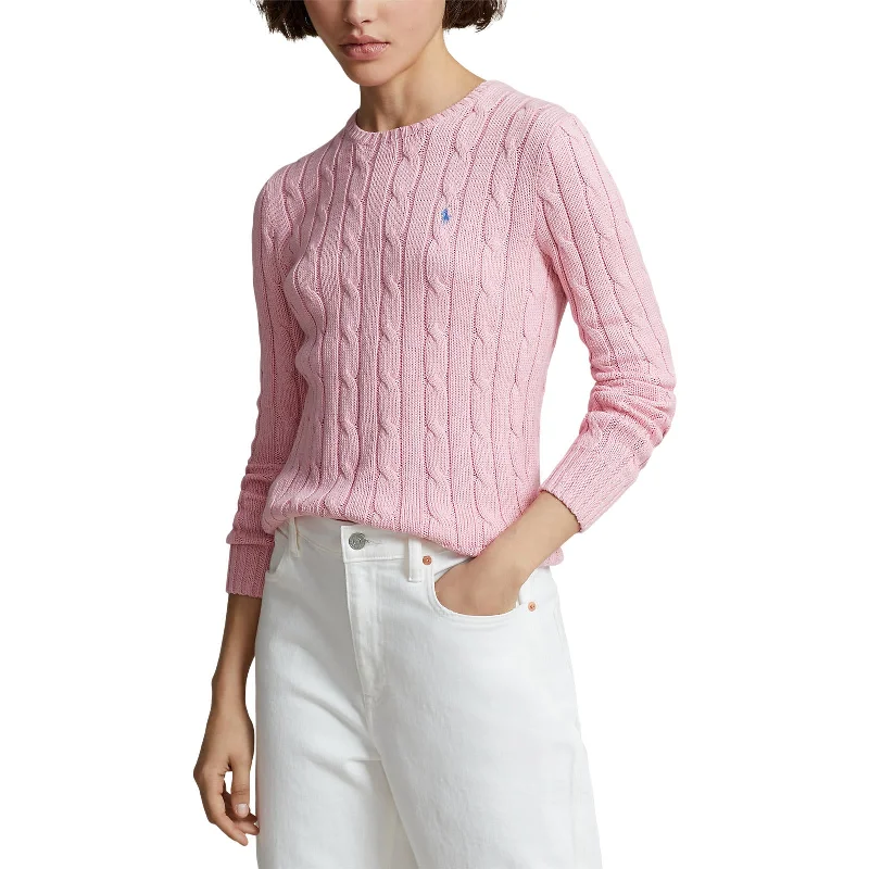 Polo Ralph Lauren - Julianna Cable Knit Crewneck Cotton Sweater - Carmel Pink