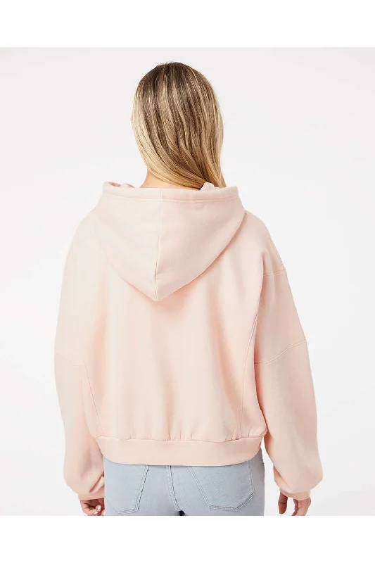 MV Sport Womens Sueded Fleece Crop Hooded Sweatshirt Hoodie - Cameo Pink - NEW