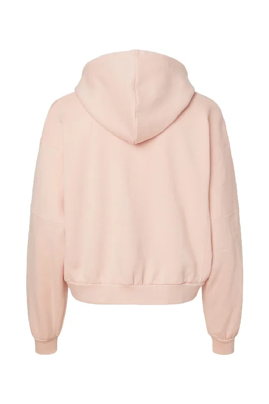 MV Sport Womens Sueded Fleece Crop Hooded Sweatshirt Hoodie - Cameo Pink - NEW