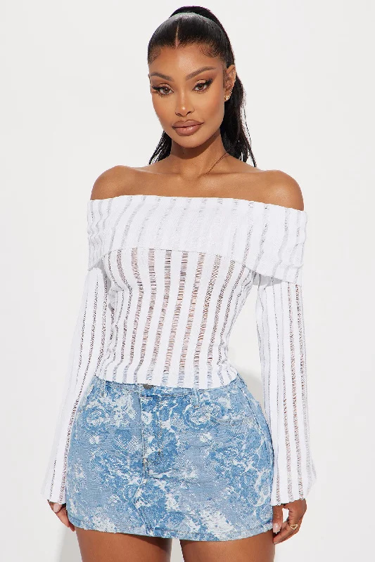 Take Your Time Off Shoulder Sweater - White