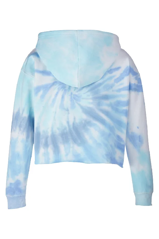 Tie-Dye Womens Cropped Hooded Sweatshirt Hoodie - Lagoon