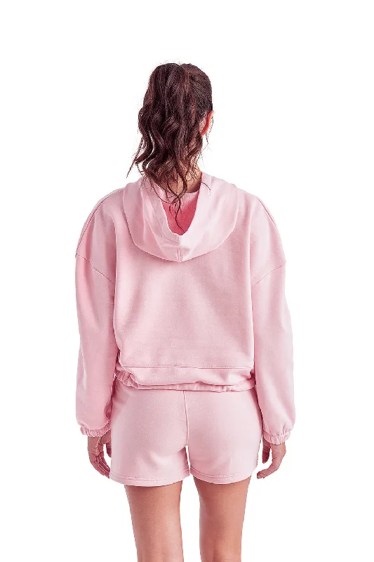 TriDri Womens Maria Cropped Hooded Sweatshirt Hoodie - Light Pink