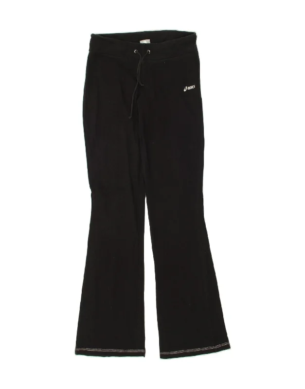 ASICS Womens Tracksuit Trousers UK 6 XS Black Cotton