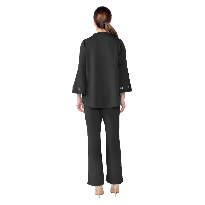 IC Collection Bell Sleeve Asymmetric Jacket in Black - 4577J-BK