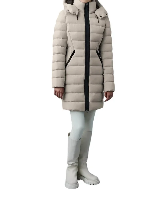 Farren Lightweight Down Puffer Coat In Trench