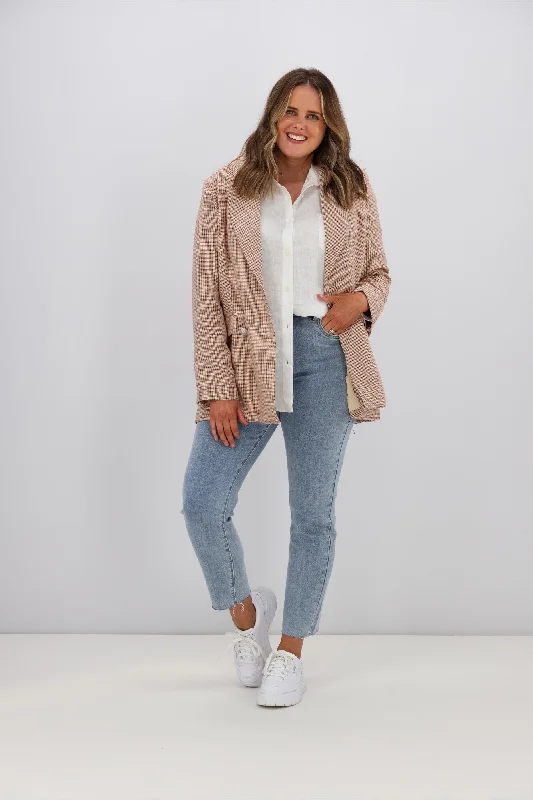 Leoni Boyfriend Blazer Beige Check