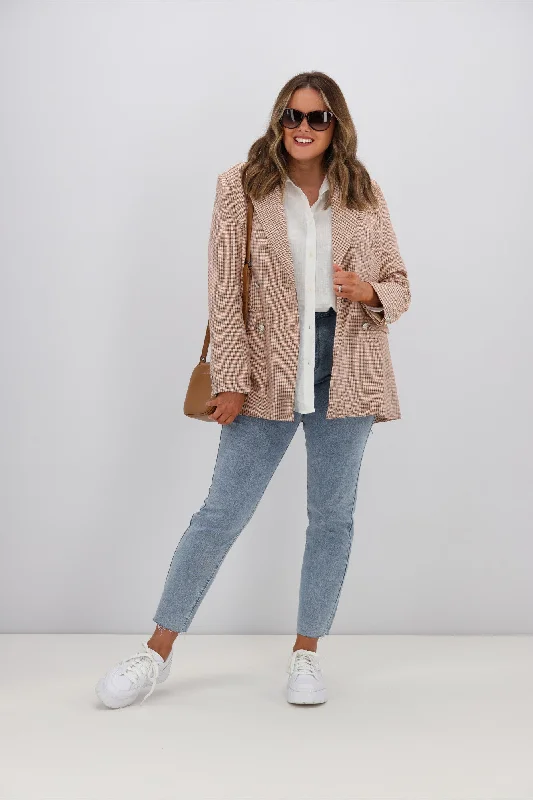 Leoni Boyfriend Blazer Beige Check