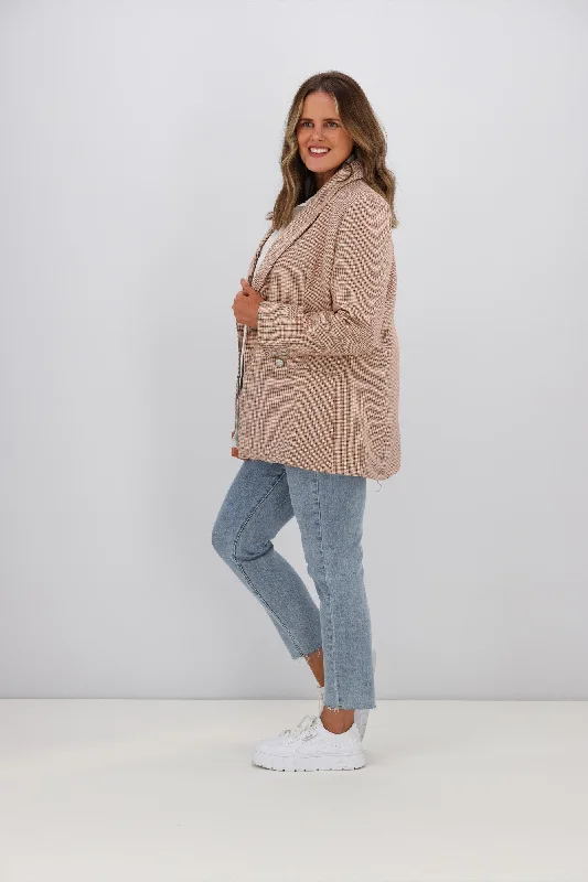 Leoni Boyfriend Blazer Beige Check