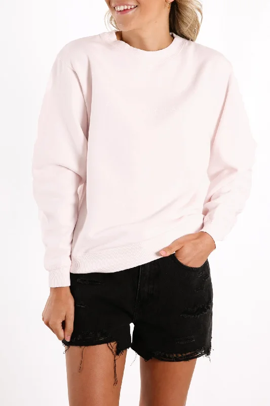 Logo Fleece Jumper Pink Dew White