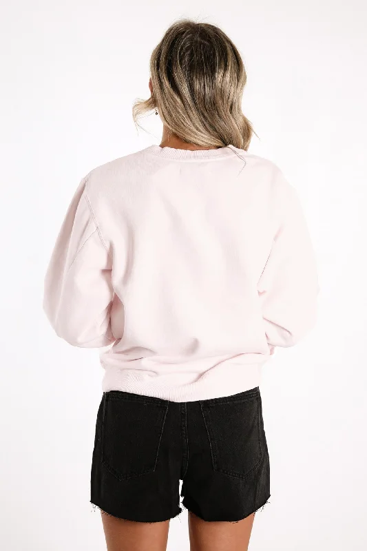 Logo Fleece Jumper Pink Dew White