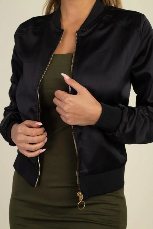 Maxima, Satin black bomber jacket