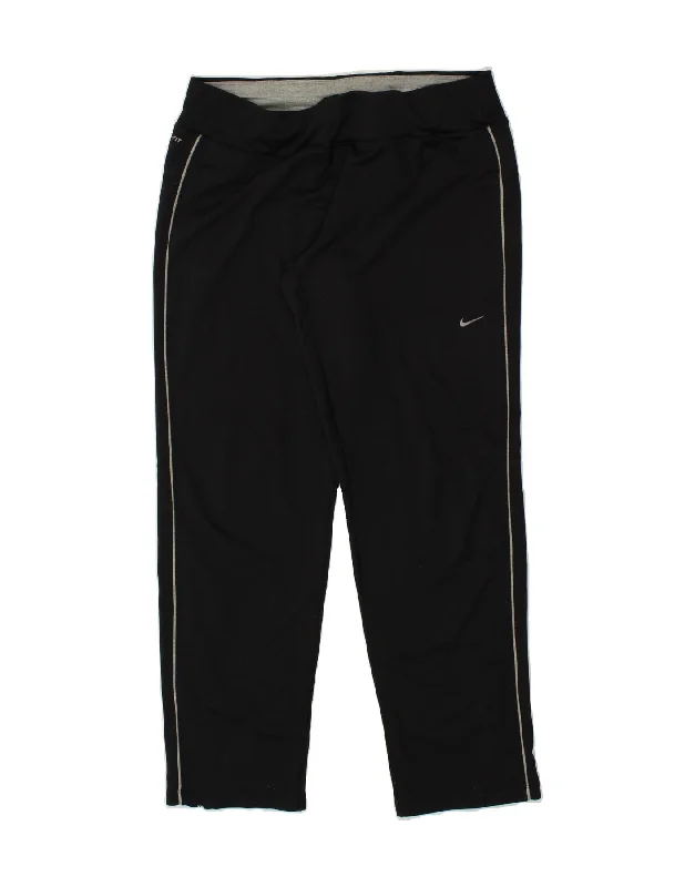 NIKE Womens Dri Fit Tracksuit Trousers UK 14 Medium Black Polyester