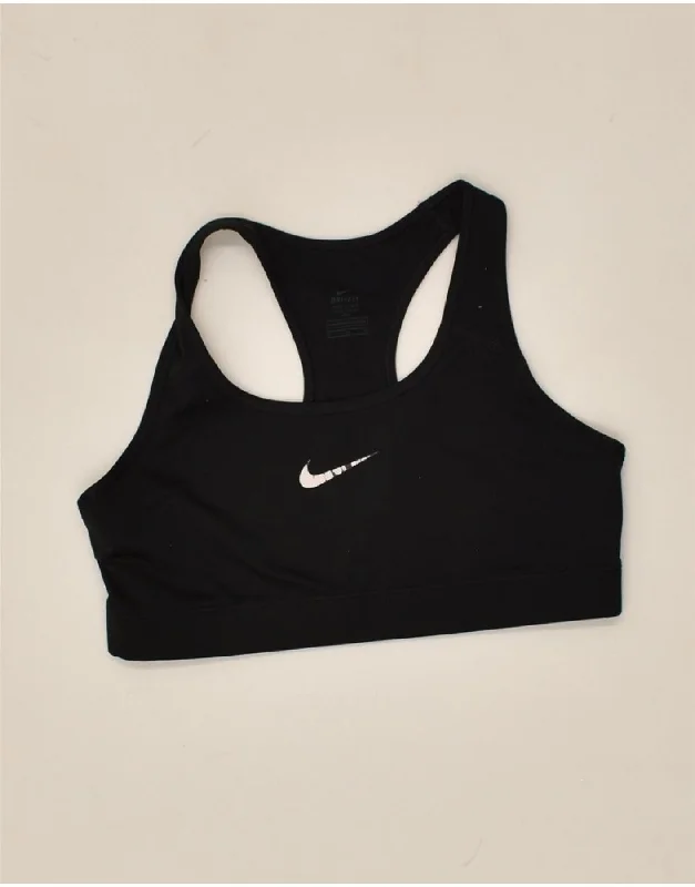 NIKE Womens Sport Bra Top UK 12 Medium Black