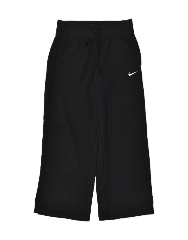 NIKE Womens Tracksuit Trousers UK 14 Large Black Cotton