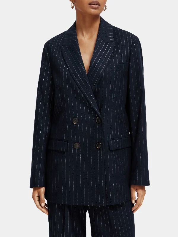 Pinstripe double-breasted blazer