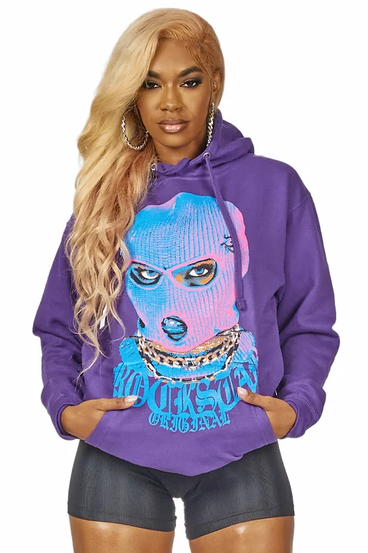 Catch Her Purple Oversized Hoodie