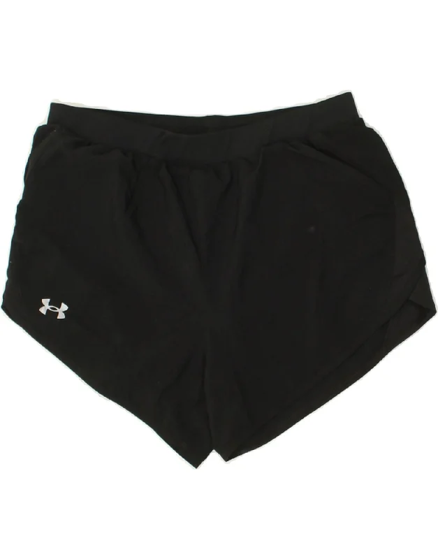 UNDER ARMOUR Womens Heat Gear Sport Shorts UK 14 Medium Black Polyester