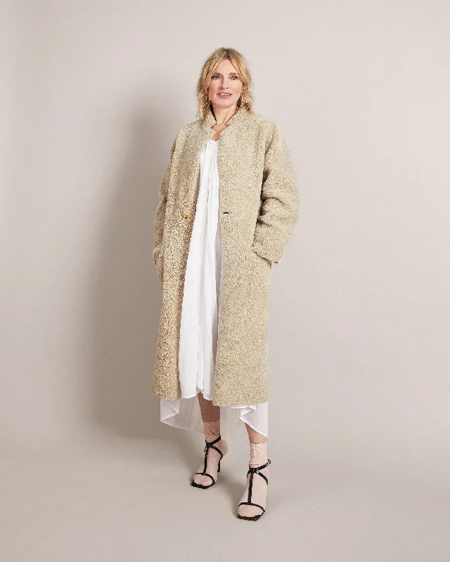 Vanilla Crombie Shearling Coat