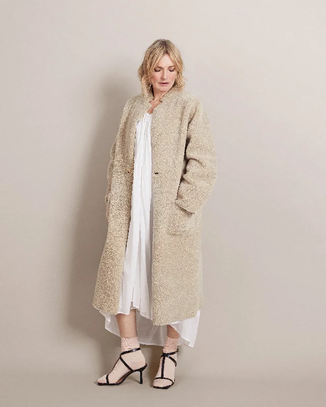 Vanilla Crombie Shearling Coat