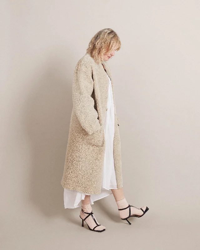 Vanilla Crombie Shearling Coat