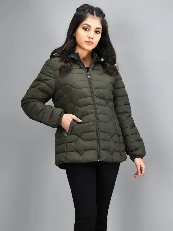 Hooded Puffer Jacket - Green